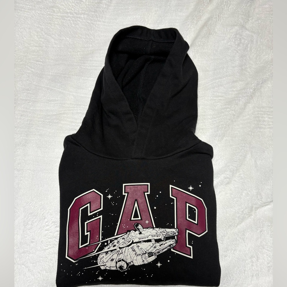 GAP Black Hoodie with Maroon Logo and Star Wars Design